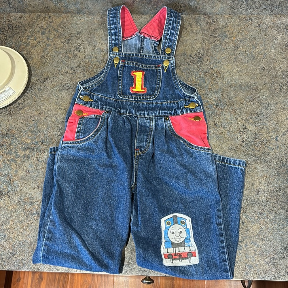 Thomas the Tank Vintage Denim Bib Overalls Sz 3T